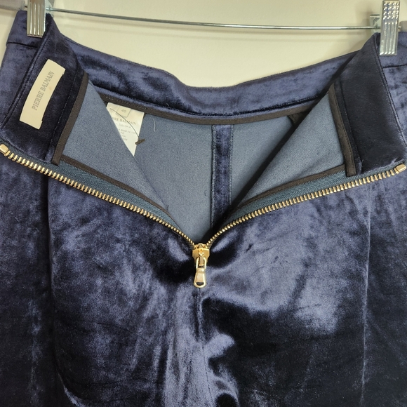 Pierre Balmain Dark Blue Velour 4 Button Highrise Straight Leg Pants Size 40 EU - Picture 11 of 16